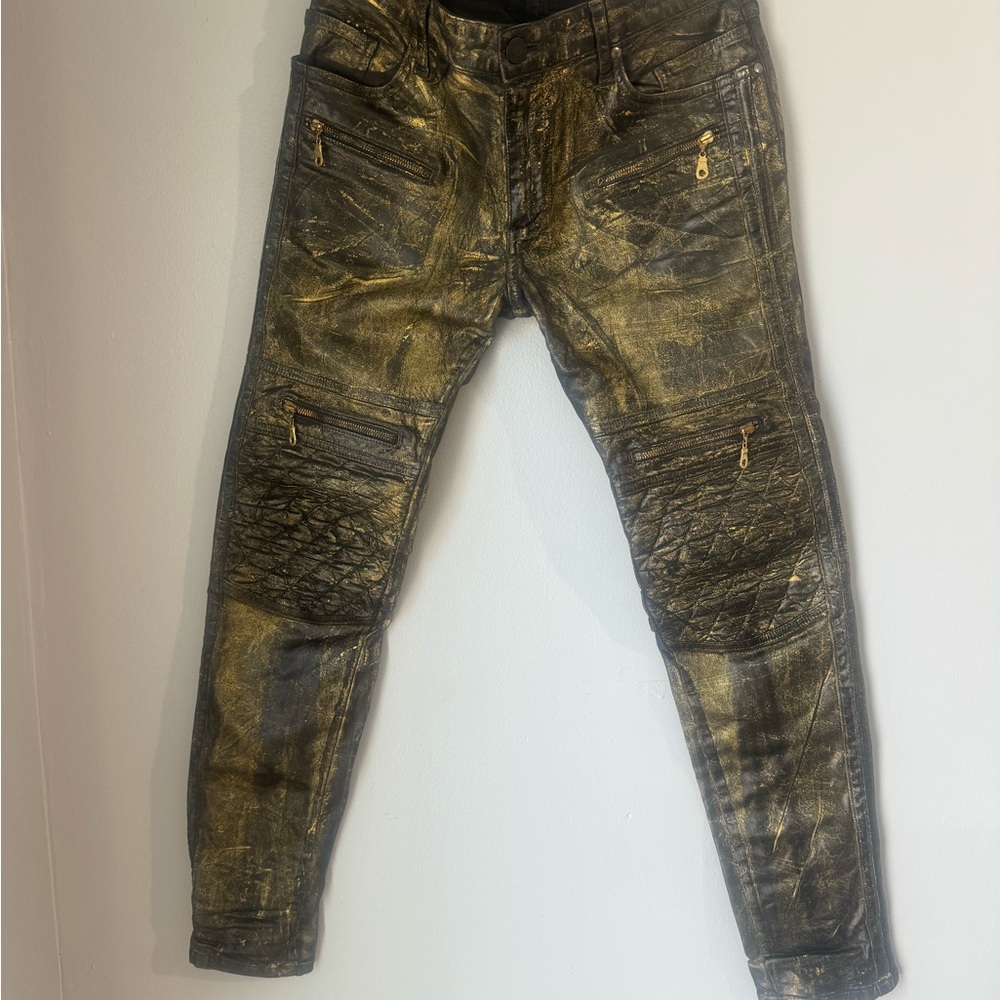 Robin's Jean Metallic Gold and Black Skinny Jeans